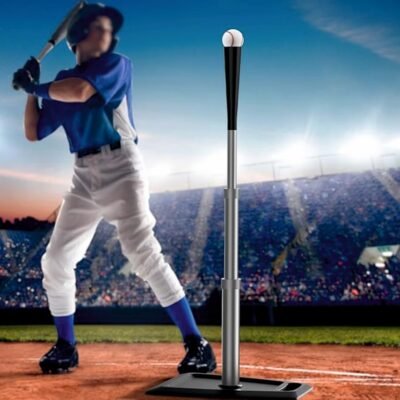 Portable Batting Tee for Baseball/Softball – Height Adjustable from 24 to 45 Inches, Durable Rubber Top, Sturdy Metal Base